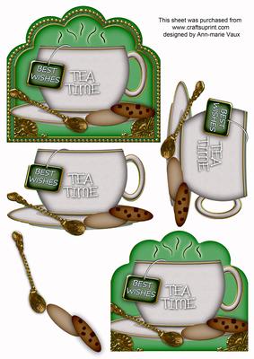 Best Wishes Teatime Cup 3D Decoupage Sheet