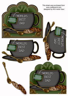 Worlds Best Dad Black Cup 3D Decoupage Sheet