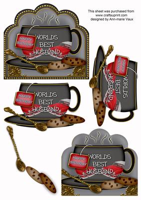 Worlds Best Husband Black Car Cup 3D Decoupage Sheet