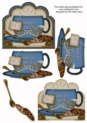 No 1 Worlds Best Dad Blue Cup 3D Decoupage Sheet