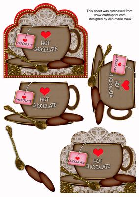Hot Chocolate Love Cup 3D Decoupage Sheet