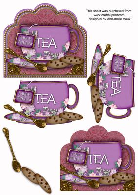 Lilac Tea Birthday Cup 3D Decoupage Sheet