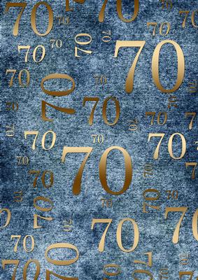 Deep Blue and Gold 70th Birthday A4 Backing Paper
