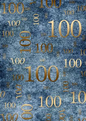 Deep Blue and Gold 100th Birthday A4 Backing Paper