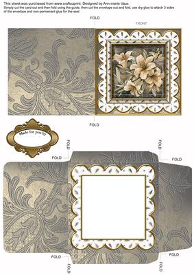 Grey Lillies Anglaise Midi Card and Envelope
