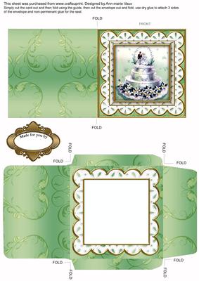 Mint Wedding Cake Anglaise Midi Card and Envelope