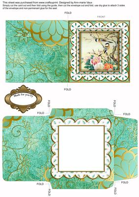 Oriental Birds Anglaise Midi Card and Envelope
