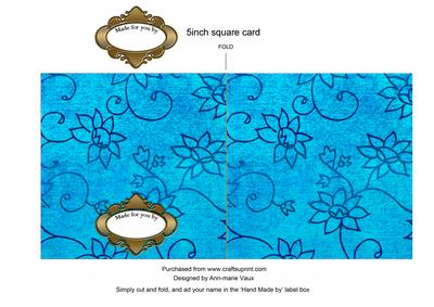 Blue Daisies 1 Plain 5inch Cut and Fold Card