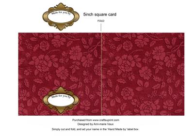 Colourful Pansies Red Plain 5inch Cut and Fold Card