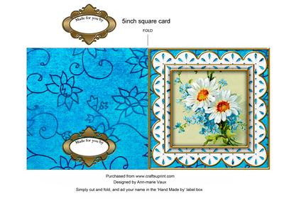 Blue Daisies Anglaise 5inch Cut and Fold Card