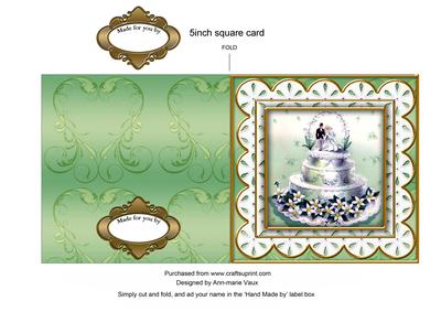 Mint Wedding Cake Anglaise 5inch Cut and Fold Card