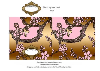 Oriental Blossom Girl 1 Plain 5inch Cut and Fold Card