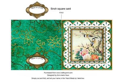 Oriental Birds 1 Anglaise 5inch Cut and Fold Card