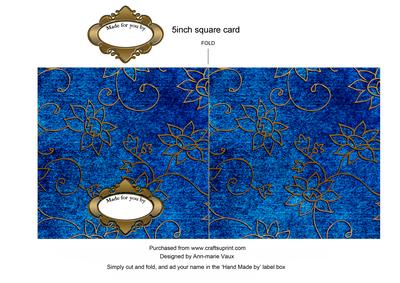 Oriental Morning Glory Blue Plain 5inch Cut and Fold Card