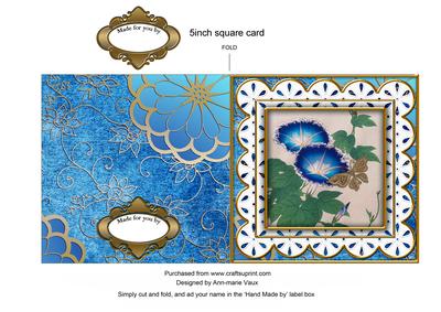 Morning Glory Blue 2 Anglaise 5inch Cut and Fold Card