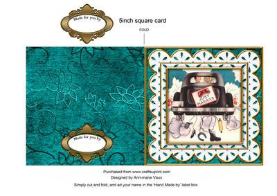 Wedding Car Anglaise 5inch Cut and Fold Card