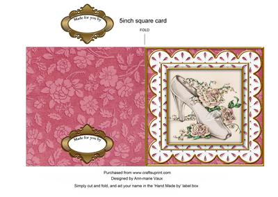 Wedding Shoe Anglaise 5inch Cut and Fold Card