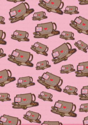 Pink Love Chocolate 40 Today Cup A4 Backing Paper