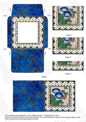 Morning Glory Blue 3in Card Envelope Bottom Stacker Aio