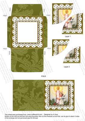 Candle Angel Anglaise 3in Card Envelope Duo Stacker Aio