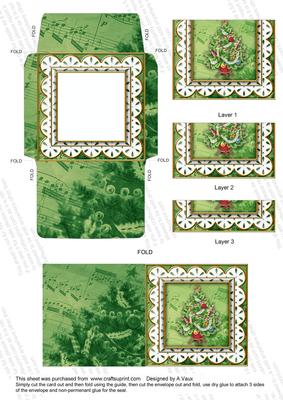 Christmas Tree 3in Card Envelope Bottom Stacker Aio