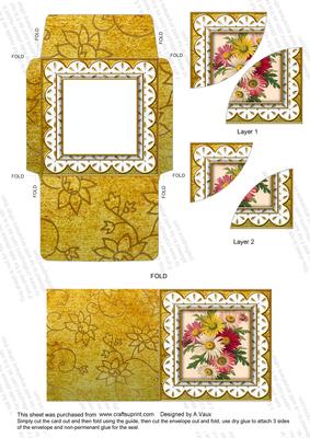 Crazee Daisies Gold 3in Card Envelope Duo Stacker Aio