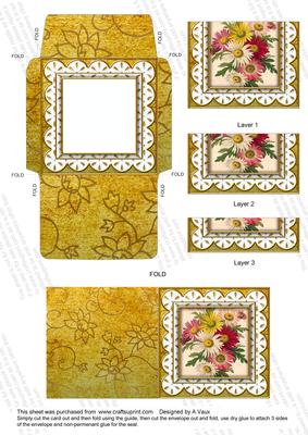 Crazee Daisies Gold 3in Card Envelope Bottom Stacker Aio