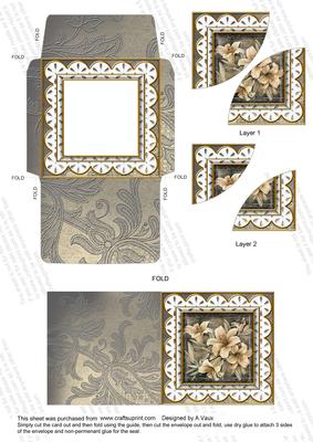 Grey Lillies 3in Card Envelope Duo Stacker Aio