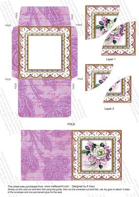 Lilac Wedding Rose 3in Card Envelope Duo Stacker Aio