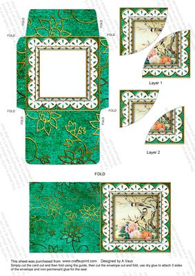 Oriental Birds 3in Card Envelope Duo Stacker Aio