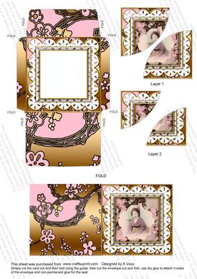 Oriental Blossom Girl 3in Card Envelope Duo Stacker Aio
