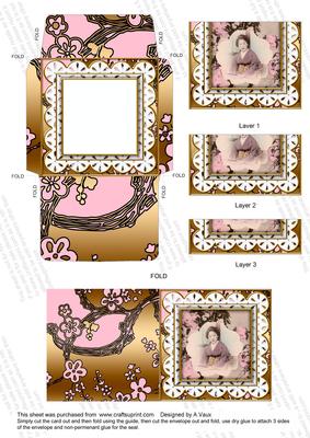 Oriental Blossom Girl 3in Card Envelope Bottom Stacker Aio