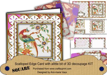 Oriental Phoenix Anglaise Scallop Square 3D Card Kit