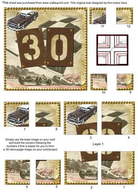 Vintage Racing Car 30th Birthday 5in Corner Stacker