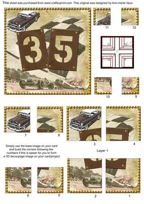 Vintage Racing Car 35th Birthday 5in Corner Stacker
