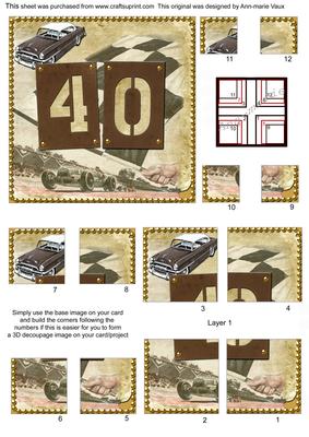 Vintage Racing Car 40th Birthday 5in Corner Stacker