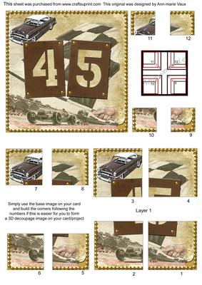 Vintage Racing Car 45th Birthday 5in Corner Stacker