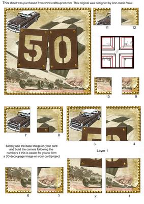 Vintage Racing Car 50th Birthday 5in Corner Stacker