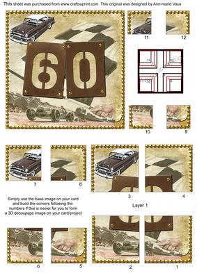 Vintage Racing Car 60th Birthday 5in Corner Stacker