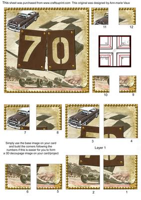 Vintage Racing Car 70th Birthday 5in Corner Stacker