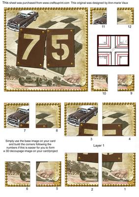 Vintage Racing Car 75th Birthday 5in Corner Stacker