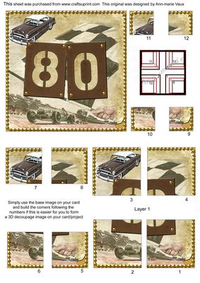 Vintage Racing Car 80th Birthday 5in Corner Stacker