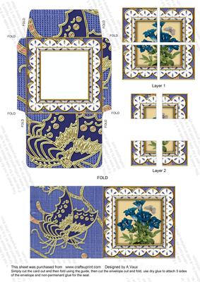 Blue Floral Anglaise 3in Card Envelope Corner Stacker Aio