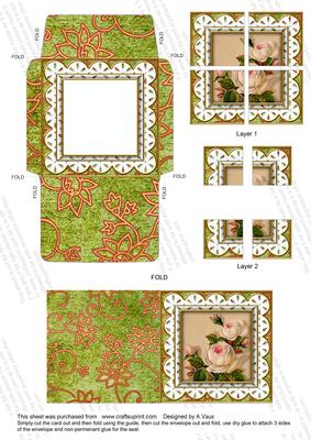 Cream Roses Anglaise 3in Card Envelope Corner Stacker Aio