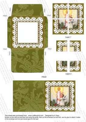 Candle Angel Anglaise 3in Card Envelope Corner Stacker Aio