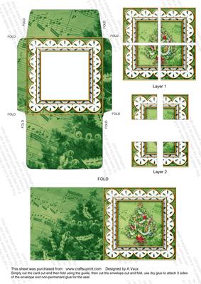 Christmas Tree Anglaise 3in Card Envelope Corner Stacker Aio
