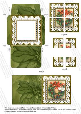 Christmas Wreath 3in Card Envelope Corner Stacker Aio