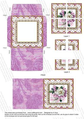 Lilac Wedding Rose Lace 3in Card Envelope Corner Stacker Aio