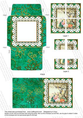 Oriental Birds1 Lace 3in Card Envelope Corner Stacker Aio