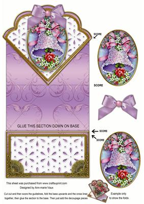 Lilac Floral Bell Anglaise Scallop Spring Decoupage Card